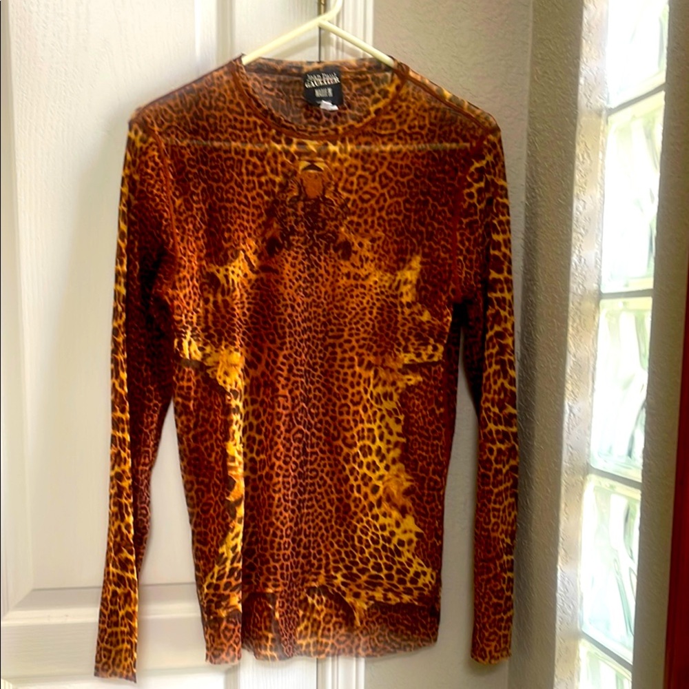 JEAN PAUL GAULTIER MAILLE HOMME Brown Leopard Print Long Sleeve Top